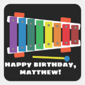 レインボーキシロクラシックフォン玩具ステッパーソナライズされたカー スクエアシール (正面)