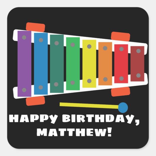 レインボーキシロクラシックフォン玩具ステッパーソナライズされたカー スクエアシール (正面)