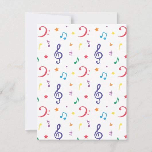 レインボーキシロフォンキッズミュージックをテーマにした誕生日パーティー 招待状 (裏面)