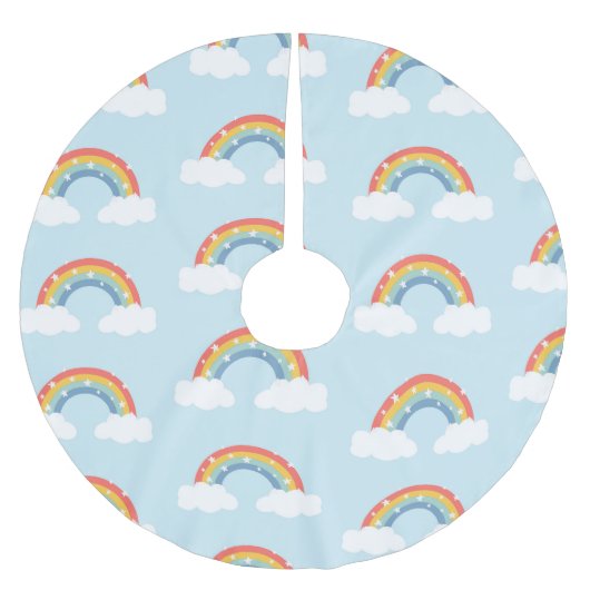 レインボーキッズクリスマスストッキング ブラッシュドポリエステルツリースカート (正面)