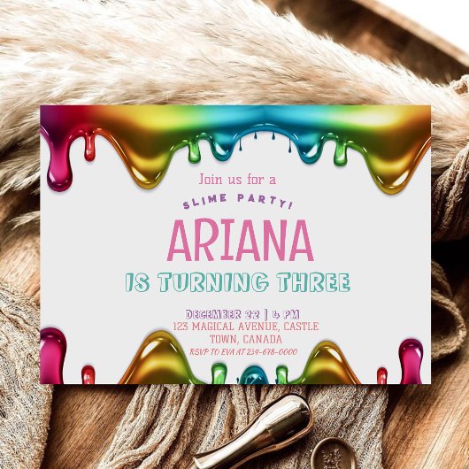 レインボーキッズ3rdスライムバースデーパーティー 招待状