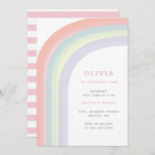 レインボーキッドの誕生日パーティーの上でパステル 招待状 (正面/裏面)
