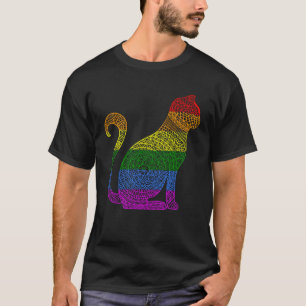レインボーキティ猫マンダラ蓮の花ヨガ瞑想 Tシャツ