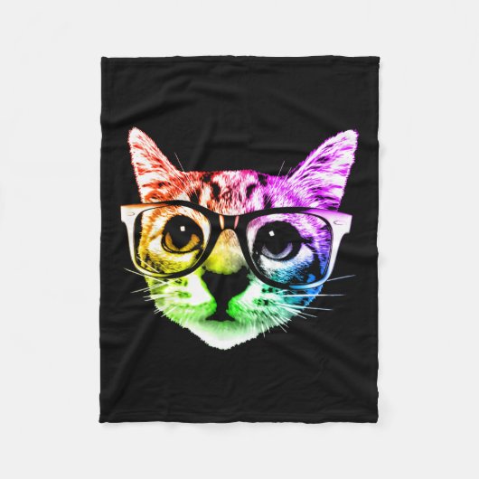 レインボーキティ猫 フリースブランケット (正面)