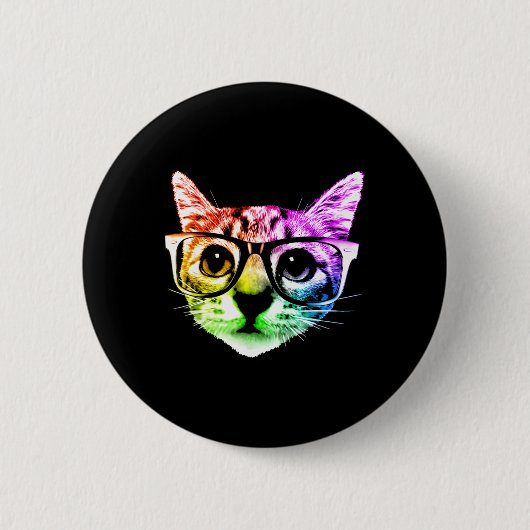 レインボーキティ猫 缶バッジ (正面)