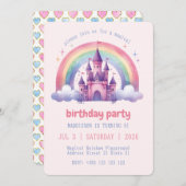レインボーキャッスルガールズバースデーパーティー招待状 招待状 (正面/裏面)