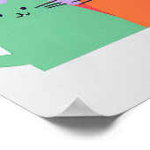 レインボーキャッツミニマルな壁画 – かわいい漫画 ポスター (角)