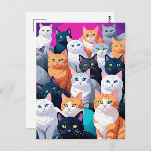 レインボーキャッツ、ポストクロッシング ポストカード (正面/裏面)