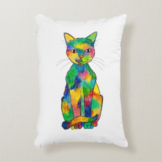 レインボーキャットアクセント枕 アクセントクッション (正面(垂直))