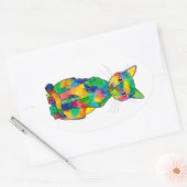 レインボーキャットシール 楕円形シール (封筒)