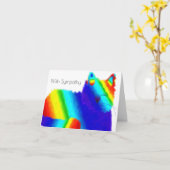 レインボーキャットペットの同情カード カード (黄色い花)