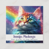 レインボーキャットペットシッターとドッグウォーカー スクエア名刺 (正面)