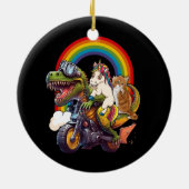 レインボーキャットユニコーン恐竜Tレックスキットン恋人Sp セラミックオーナメント (裏面)