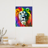 レインボーキャットレインボーライオンデジタルアートポスター ポスター (キッチン)