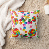 レインボーキャンディスイーツキャンディランド棒つきキャンデー カラフル クッション (ブランケット)