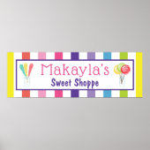 レインボーキャンディスウィートショッピング名前をカスタムする誕生日 ポスター (正面)