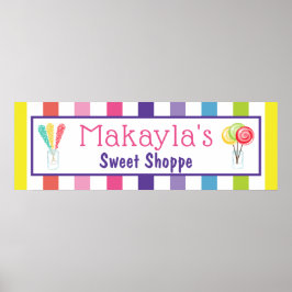 レインボーキャンディスウィートショッピング名前をカスタムする誕生日 ポスター