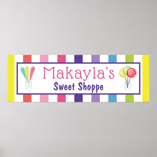 レインボーキャンディスウィートショッピング名前をカスタムする誕生日 ポスター (正面)