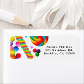 レインボーキャンディスウィートバースデーパーティーへの招待 ラベル (インサイチュ)