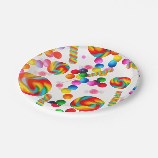 レインボーキャンディスウィートバースデーパーティーキャンディランド ペーパープレート (アングル)