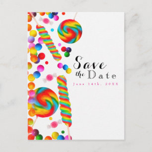 レインボーキャンディスウィートバースデーパーティーSave the Date 案内ポストカード