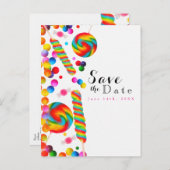 レインボーキャンディスウィートバースデーパーティーSave the Date 案内ポストカード (正面/裏面)