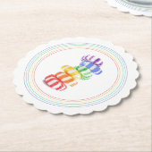 レインボーキャンディスカロップラウンド紙コースター ペーパーコースター (アングル)