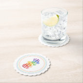 レインボーキャンディスカロップラウンド紙コースター ペーパーコースター (インサイチュ)