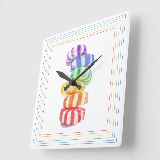 レインボーキャンディスクエアウォールクロック スクエア壁時計 (傾斜)