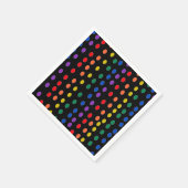 レインボーキャンディドット付きブラック スタンダードカクテルナプキン (角)