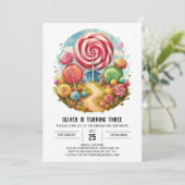 レインボーキャンディ棒つきキャンデー誕生日 招待状 (スタンド正面)