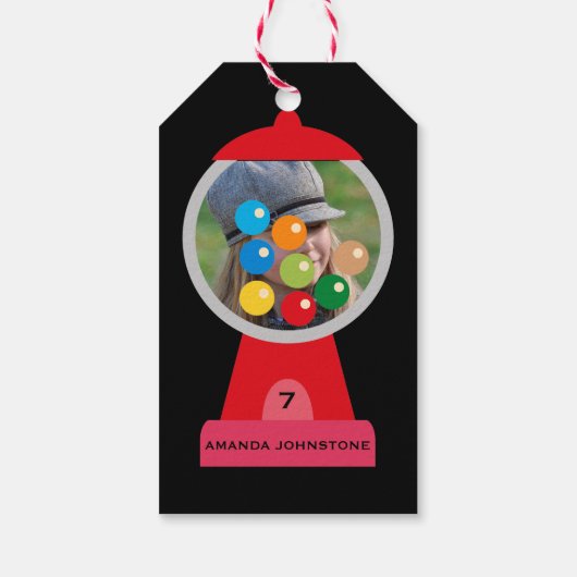 レインボーキャンディ風味豊かなガンボールパーソナライズされたパーティー ギフトタグ (裏面)