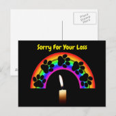 レインボーキャンドル付 ポストカード フワフワの足跡 虹とキャンドル あなたの損失を心よりお悔やみ (正面/裏面)