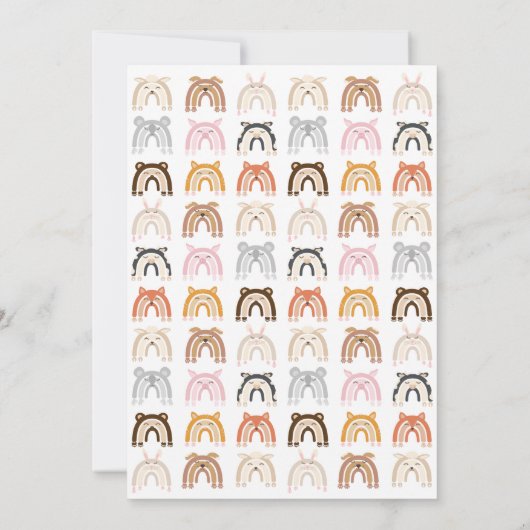 レインボーキュートアニマルズ キッズバースデーパーティー 招待状 (裏面)