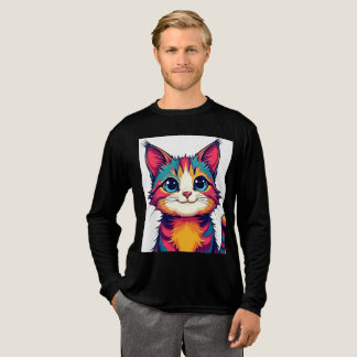 レインボーキュートキャットカートゥーンイラストレーション トライブレンドＴシャツ