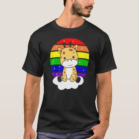 レインボーキュートキリン子供へキリン Tシャツ (正面)