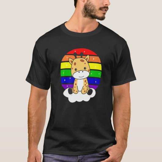 レインボーキュートキリン子供へキリン Tシャツ (正面)