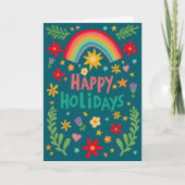 レインボーキュートフローラハンドドローカラフルドカスタム シーズンカード (正面)