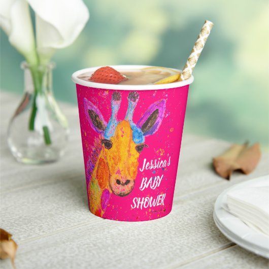 レインボーキリン水の色ジャングルかわいい赤ちゃんシャワー 紙コップ (インサイチュ)
