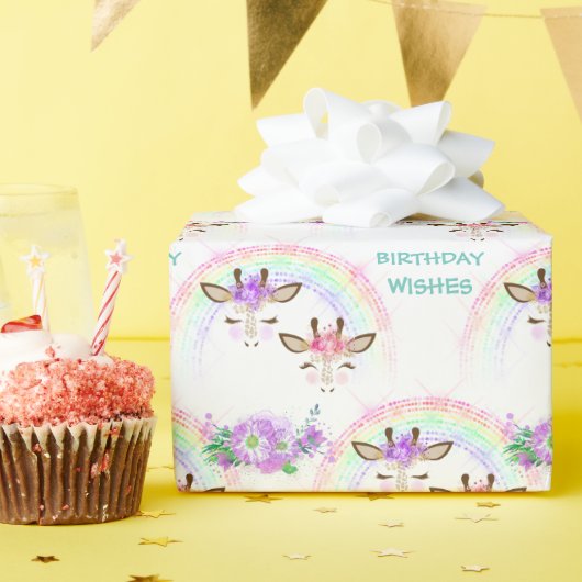 レインボーキリン顔誕生日 ラッピングペーパー (誕生日パーティー)