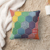 レインボーキルテッドヘキサゴン クッション (ブランケット)