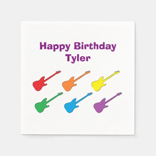 レインボーギター紙ナプキンス スタンダードカクテルナプキン (正面)