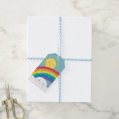 レインボークラウドアンドサン誕生日メッセージカード ギフトタグ (より糸付き)