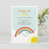 レインボークラウドウォーターカラースカイサンシャイン誕生日 招待状 (スタンド正面)