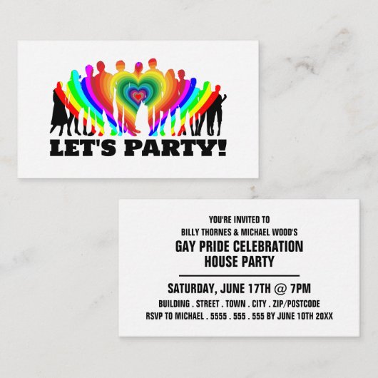 レインボークラウドゲイプライドお祝い招待状カード エンクロージャーカード (正面/裏面)