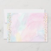 レインボークラウドハートピンク金ゴールド誕生日 サンキューカード (裏面)