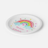 レインボークラウドハートピンク金ゴールド誕生日 ペーパープレート (アングル)