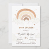 レインボークラウドハートベビーシャワー 招待状 (正面)