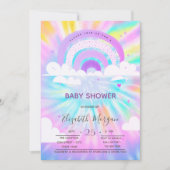 レインボークラウドハート絞り染めベビーシャワー 招待状 (正面)