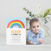 レインボークラウドブルーボーイカラーズ誕生日招待状 招待状 (スタンド正面)